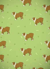 Fototapeta premium Awesome seamless pattern with cute dogs. Breed bulldog.