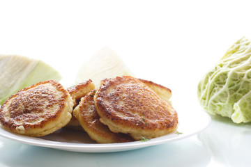 cutlets with cabbage lettuce and dill