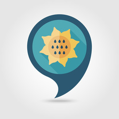 Sunflower flat pin map icon. Vegetable vector