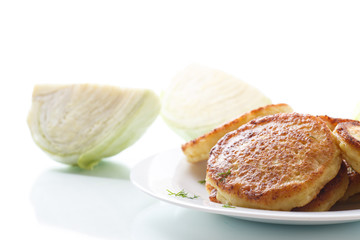 cutlets with cabbage lettuce and dill