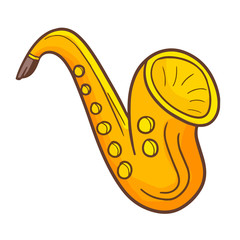 Funny and funky big saxophone in cartoon style - vector.