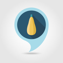 Zucchini flat pin map icon. Vegetable vector