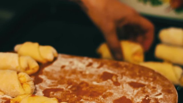 homemade croissants which are laid out on a baking sheet
