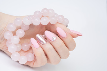 Beautiful woman's hands. Natural nails and manicure. Spa procedure.