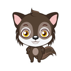 Cute stylized cartoon wolf illustration ( use for stickers, fun scenes, decoration etc. )
