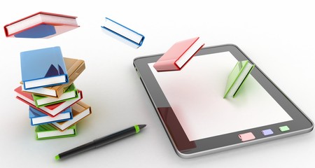 Books . Tablet computer.