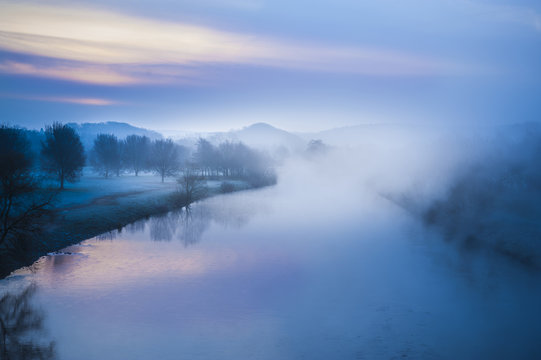 Germany, Bochum, sunrise at Kemnader See