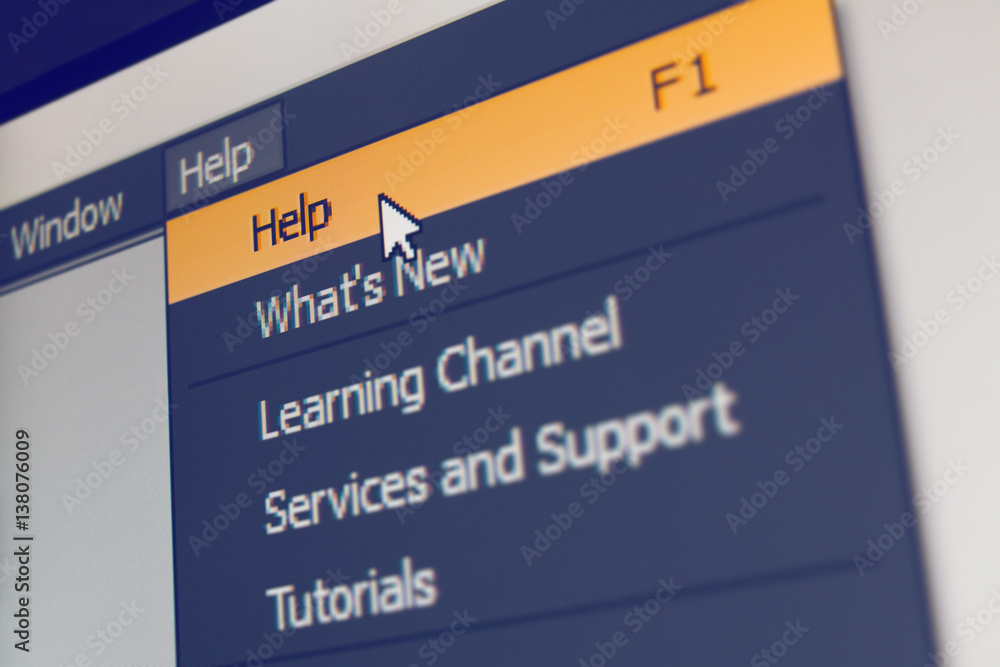 Poster software menu item with f1 help command