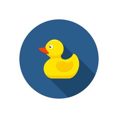 Rubber duck icon bath toy in flat style isolated on white background. Vector illustration