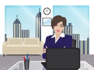 business woman on background of office interior