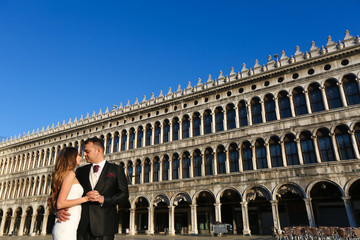 Bride and groom in the city