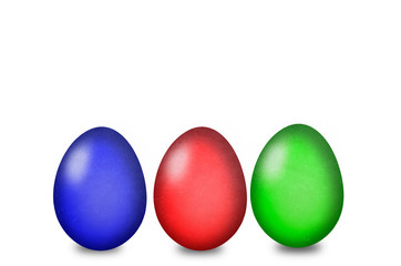 Set of colored Easter eggs on a white background