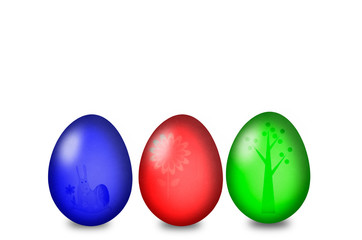 Set of colored Easter eggs on a white background