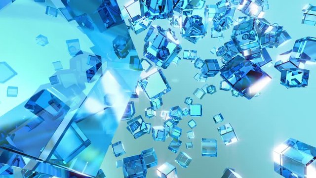 High quality video of blue cubes abstract loopable background animation