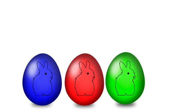 Set of colored Easter eggs on a white background