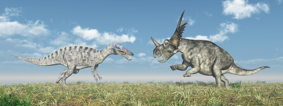 Suchomimus and Styracosaurus