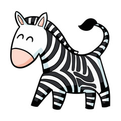 Plakat Funny and cute zebra horse smiling - vector.