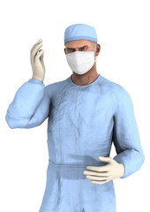 3D Rendering Male Doctor on White