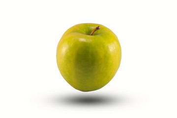 green apple, organic fruit on white background and clipping path