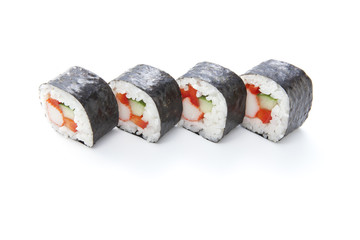 rolling sushi with crab stick