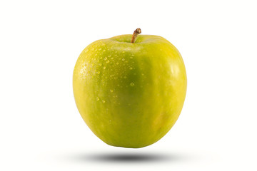 green apple, organic fruit on white background and clipping path