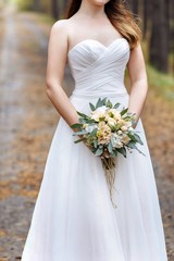 Fototapeta na wymiar Wedding bouquet in the hands of the bride