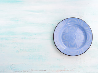 Pastel Color blue purple ceramic plate dish top view background