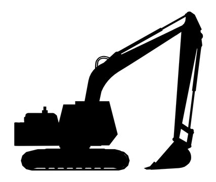 Silhouette of an excavator