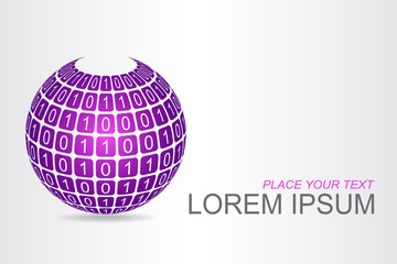 Logo stylized spherical surface with abstract shapes