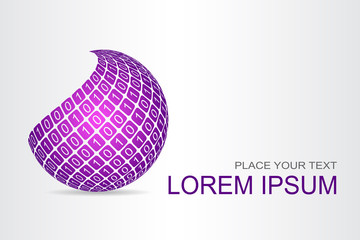 Logo stylized spherical surface with abstract shapes