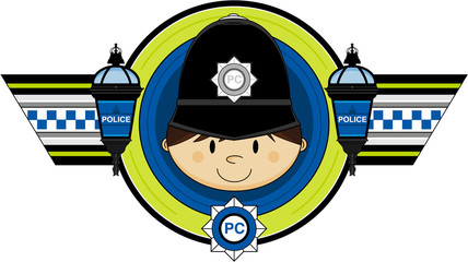 Cute Cartoon British Policeman