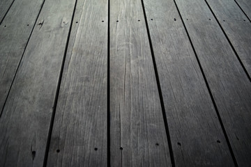 Outdoor wooden floor in park. Wood texture background