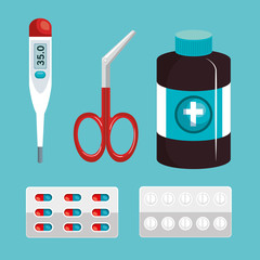 medical kit elements icon vector illustration design