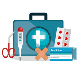 Obraz premium medical kit elements icon vector illustration design