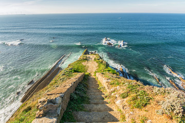 stairs lookout to cantabrian sea, located at basque country. Spain