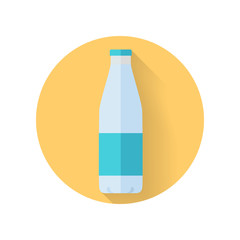 Bottle with Milk Flat Style Vector Illustration