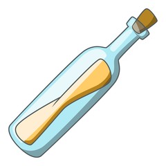 Message in a bottle icon, cartoon style