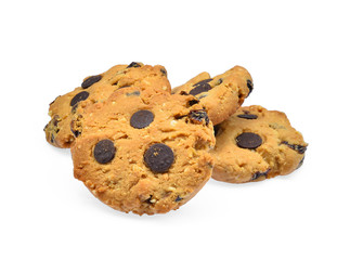chocolate chip cookie isolated on white background