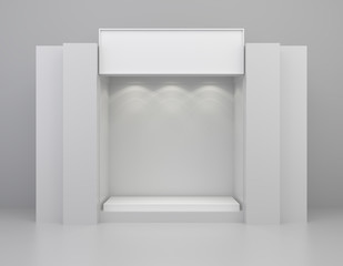 Front view of empty clean showcase. Mock up, 3D Rendering