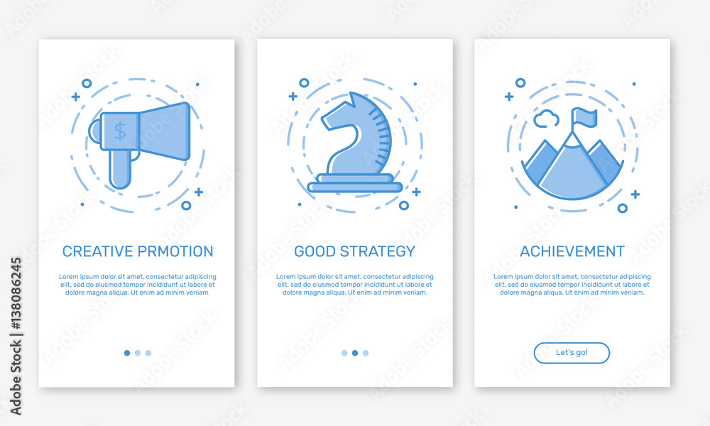 Poster vector illustration of onboarding app screens concept business start up application for mobile apps 