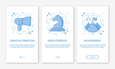 Vector Illustration of onboarding app screens concept business start up application for mobile apps in line style.