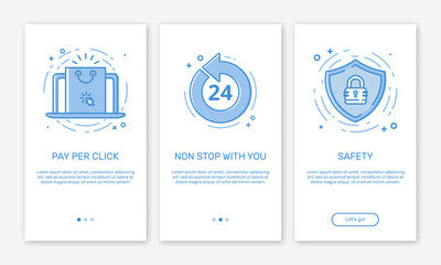 Vector Illustration of onboarding app screens concept business start up application for mobile apps in line style.