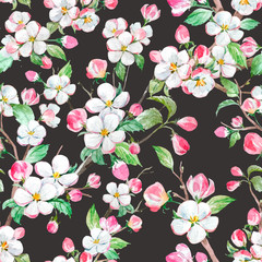 Fototapeta na wymiar Watercolor vector spring floral pattern