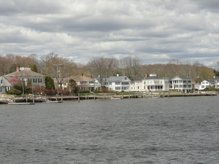 Fototapeta na wymiar Houses by the River in Mystic, Connecticut 