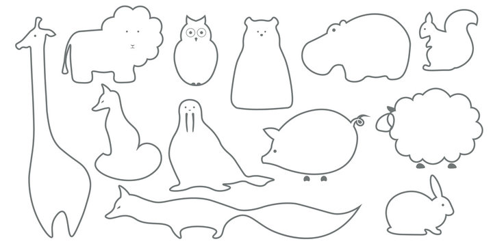 Vector flat animals illustration background.