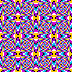 Abstract colorful background with squares (spin illusion). Seamless pattern.