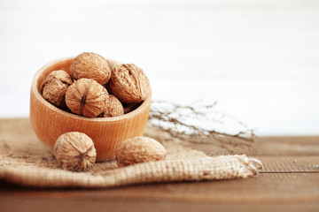 Tasty walnuts. The concept of healthy food and vitamins.