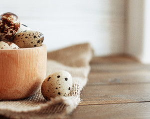 Useful quail eggs. The concept of healthy eating and vegetarianism.
