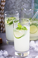 Cucumber lemonade in tall glasses