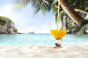 summer drink on beach 